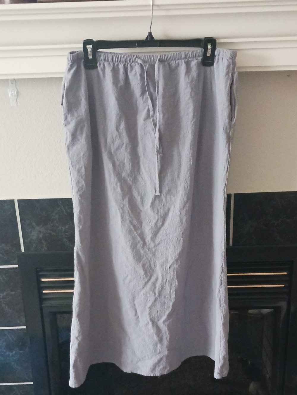 Light Gray Drawstring Maxi Skirt